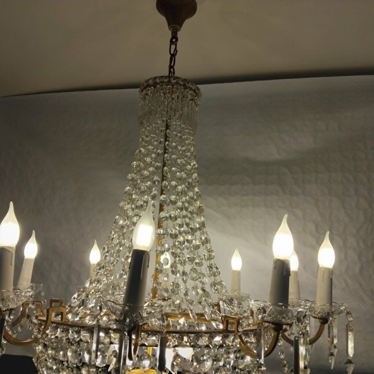 Basket Chandelier Attributed To Baccarat Early 20th Century. Large Model With 10 Arms Of Light-photo-8