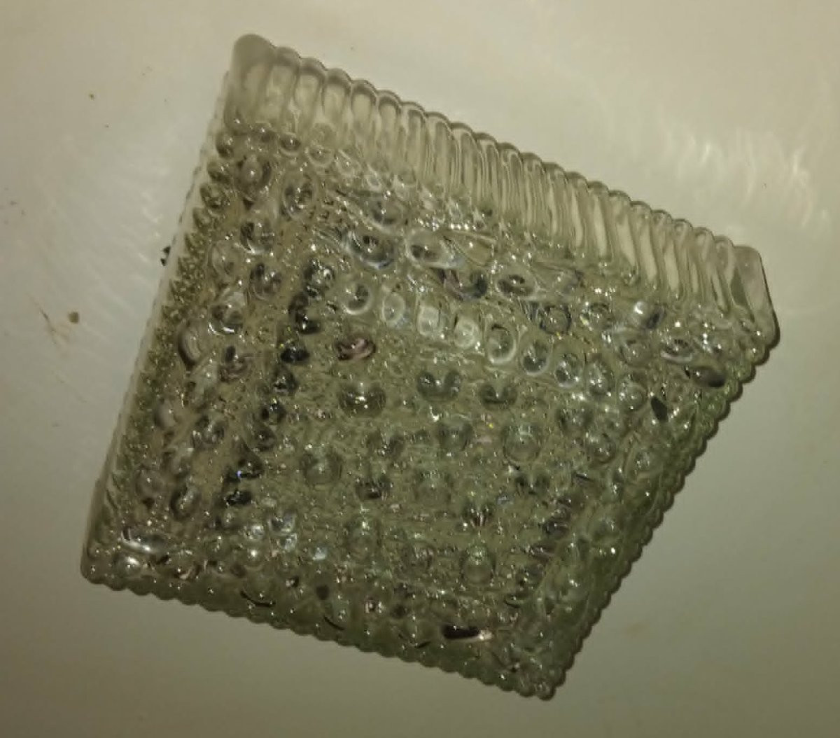 Square Pavé Ceiling Light In Moulded Glass Hustadt Leuchten From The 70s-photo-5
