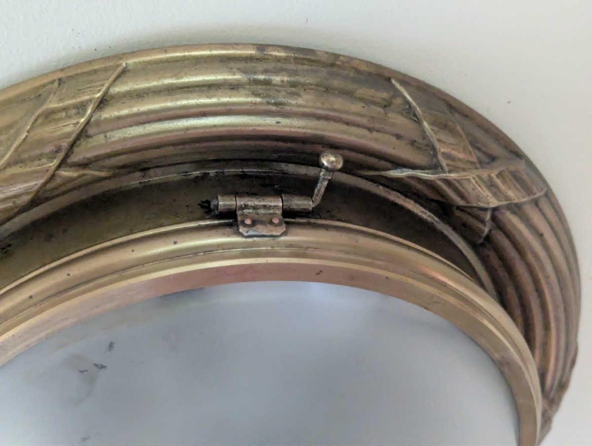 Plafonnier rond cristal laiton poli de style Louis XVI-photo-3
