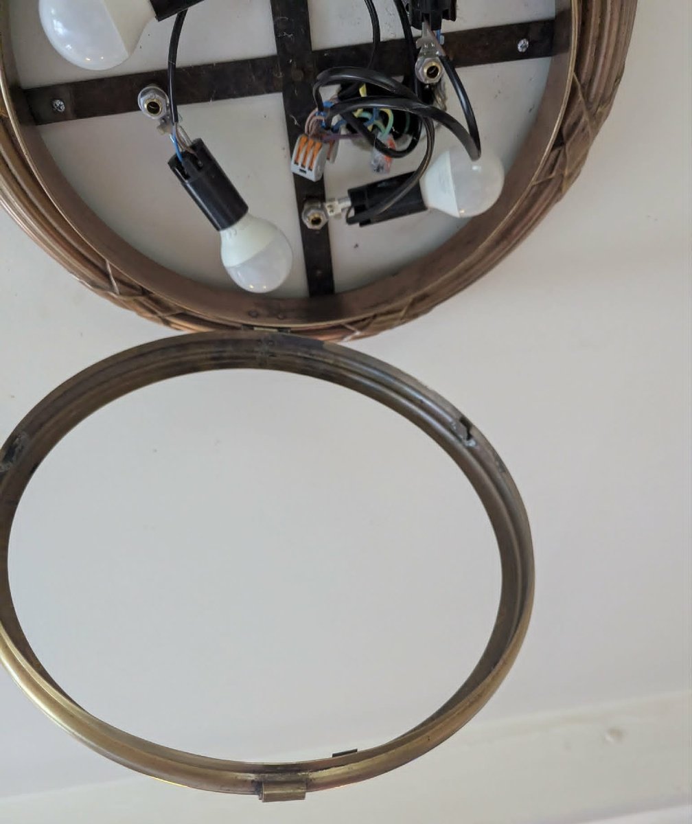 Plafonnier rond cristal laiton poli de style Louis XVI-photo-5