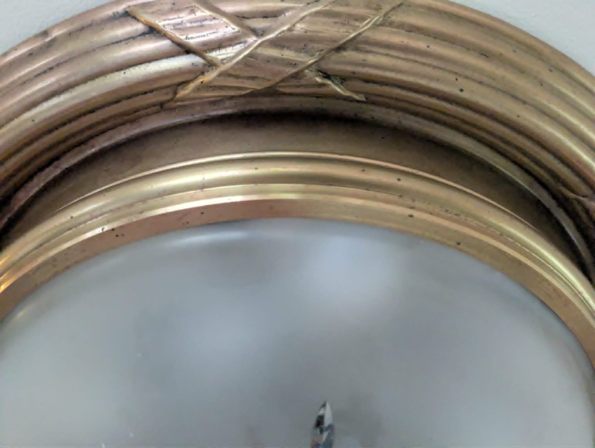 Plafonnier rond cristal laiton poli de style Louis XVI-photo-6