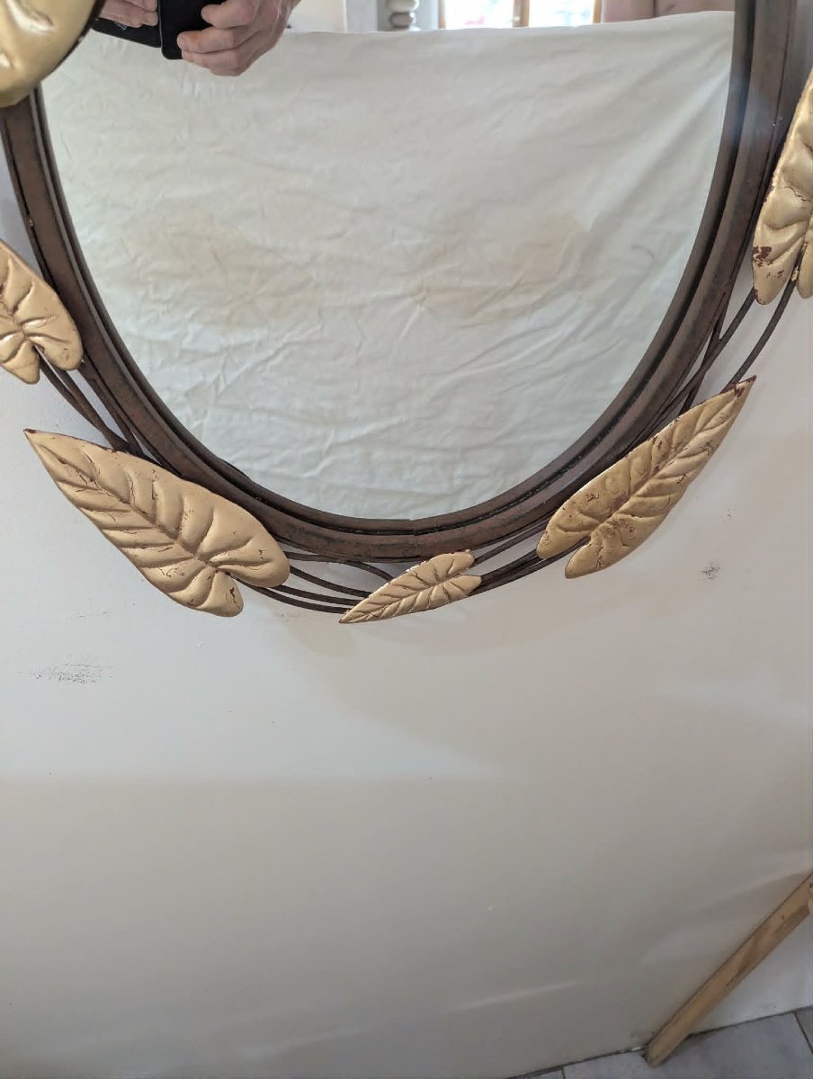 Miroir ovale Hollywood regency 60/70's-photo-1