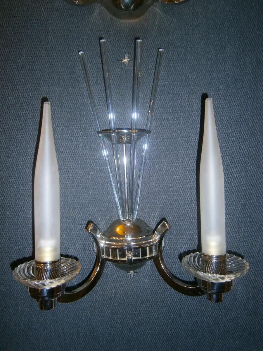 Vintage Art Deco Beautiful Pair Of Wall Sconces 2-photo-2