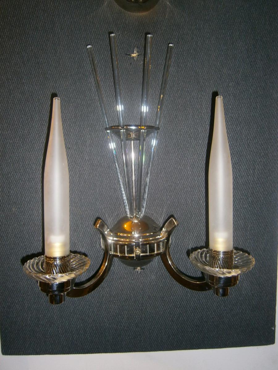 Vintage Art Deco Beautiful Pair Of Wall Sconces 2-photo-3