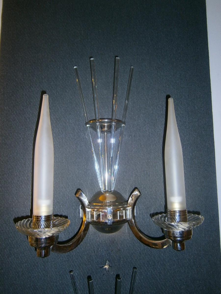 Vintage Art Deco Beautiful Pair Of Wall Sconces 2-photo-2