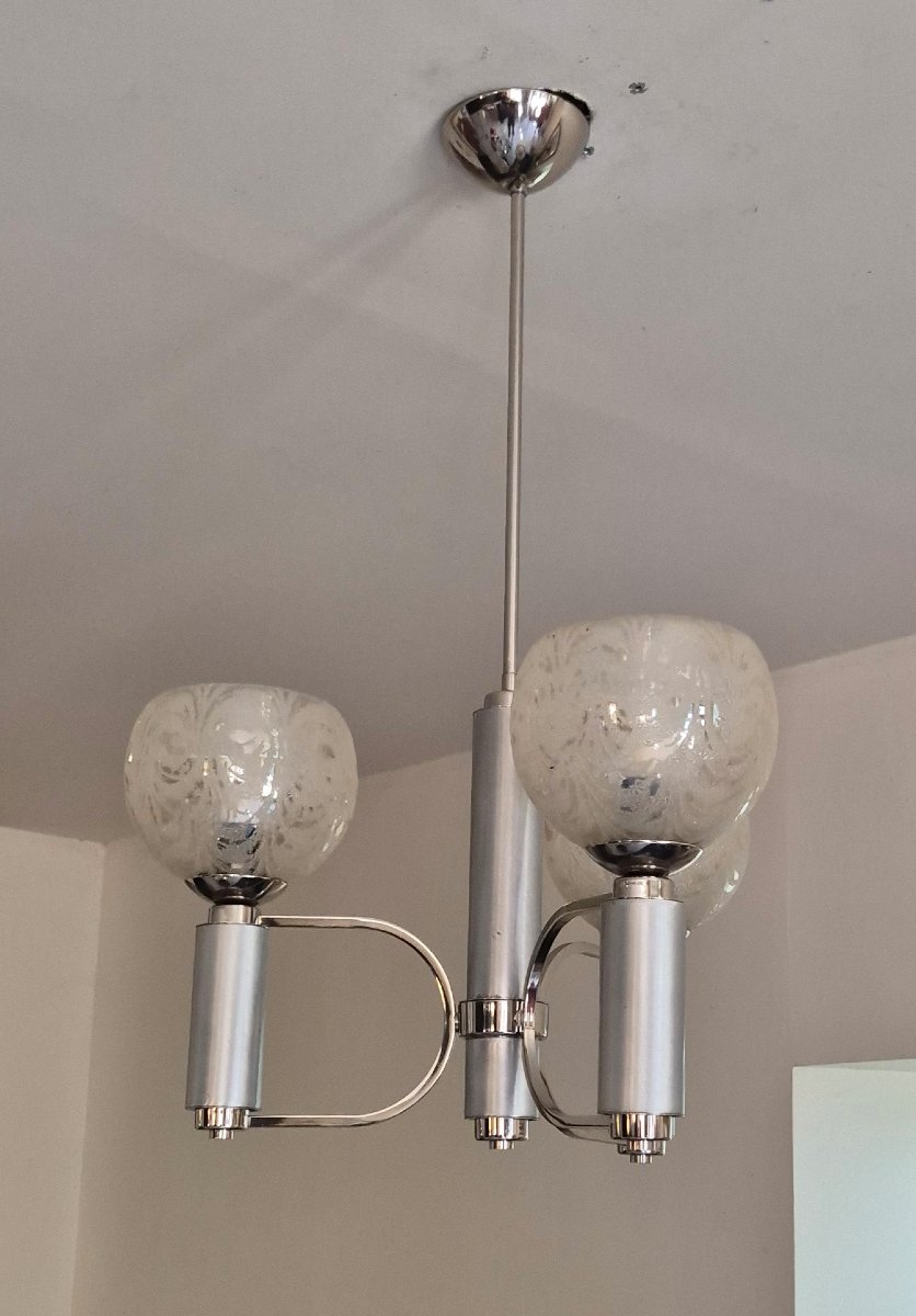 Lustre italien 3 branches 70's DLG Gaetano Scolari-photo-4
