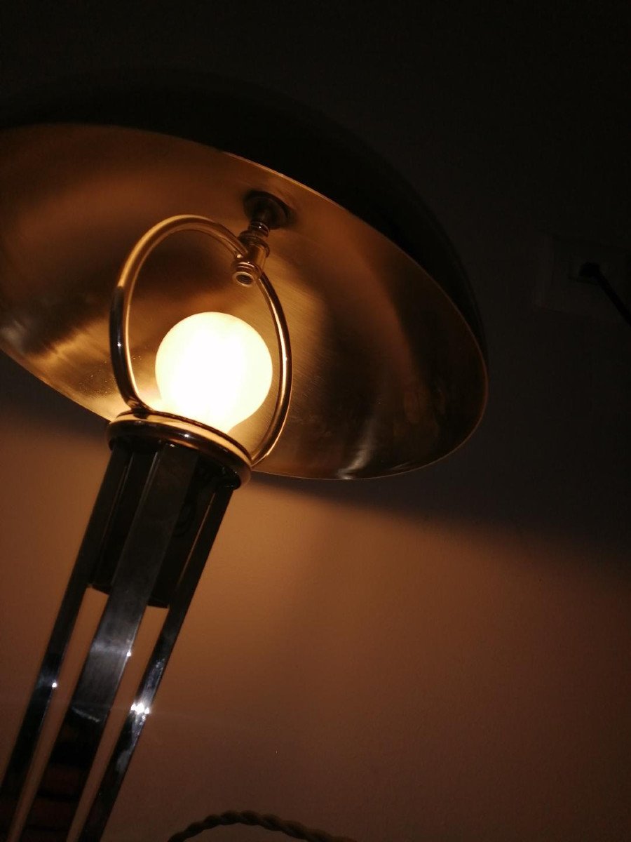 Lampe Champignon Chromée Par Jacques Adnet-photo-1