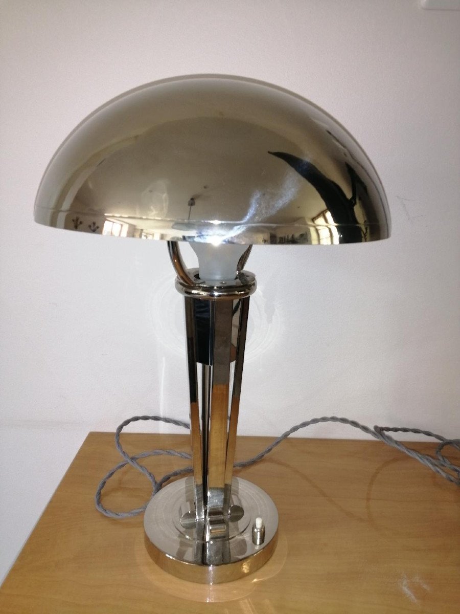 Chrome Mushroom Lamp By Jacques Adnet