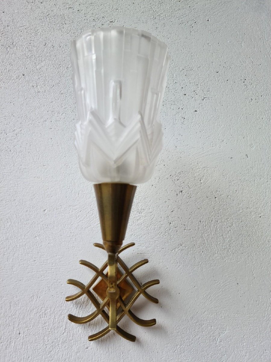 Pair Of 1930s/40s Sconces In Bronze-photo-3