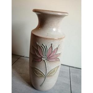 Large Vase In Fat Lava Signed Scheurich