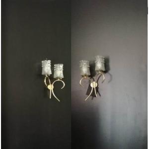 Pair Of 1950s Sconces In Golden Metal