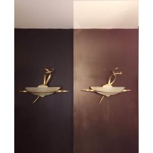 Rare Pair Of 70s Sconces By Malka