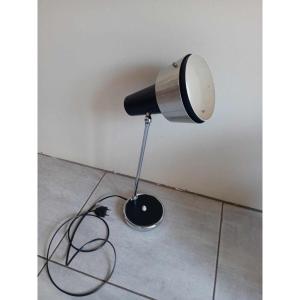 Lampe De Bureau Années 50/60 En Chrome Et Laque Noire