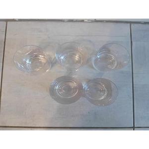 Set Of 5 Whiskey Glasses Signed “sèvres Cristal France”