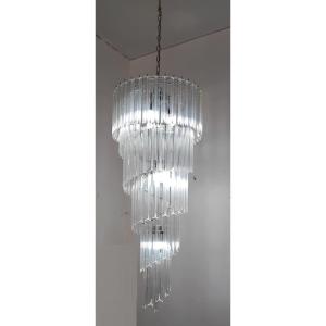 Grand Lustre Spirale à trièdres En Cristal Acrylique
