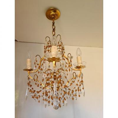 Small Cage Chandelier With 4 Lights