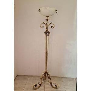 40s Tripod Floor Lamp In Wrought Iron