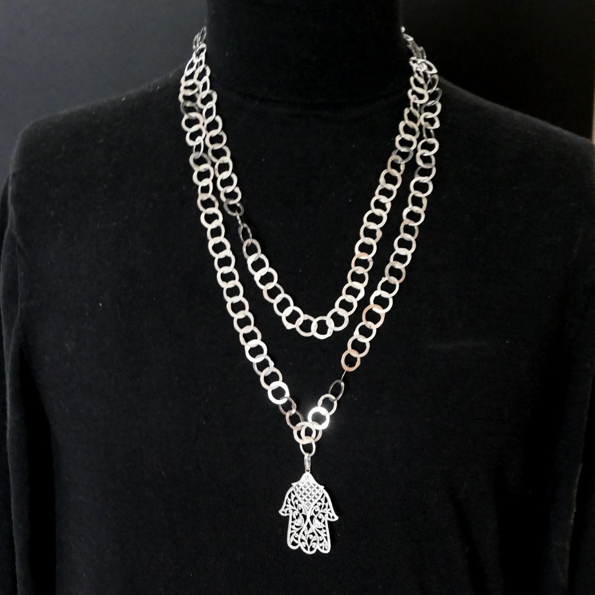 Collier «rihana» & Main De Fatima En Argent - Tunisie