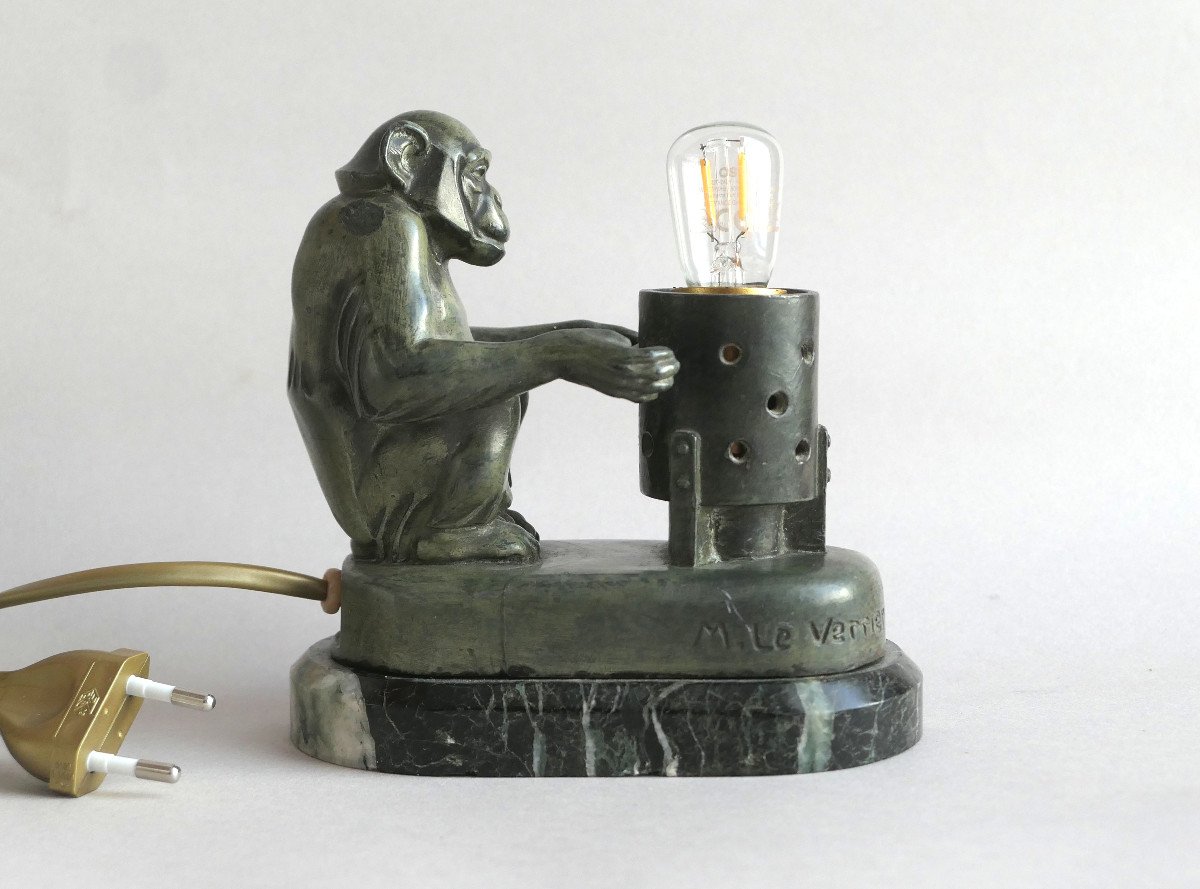 Max Le Verrier - Lampe (veilleuse) Art Deco-photo-3