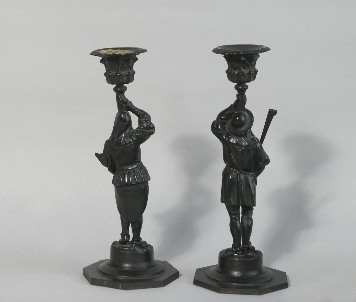 Pair Of Candlesticks With Lumberjacks Decor-photo-1