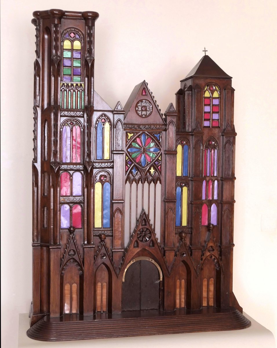 Model Of Bourges Cathedral In Carved Wood