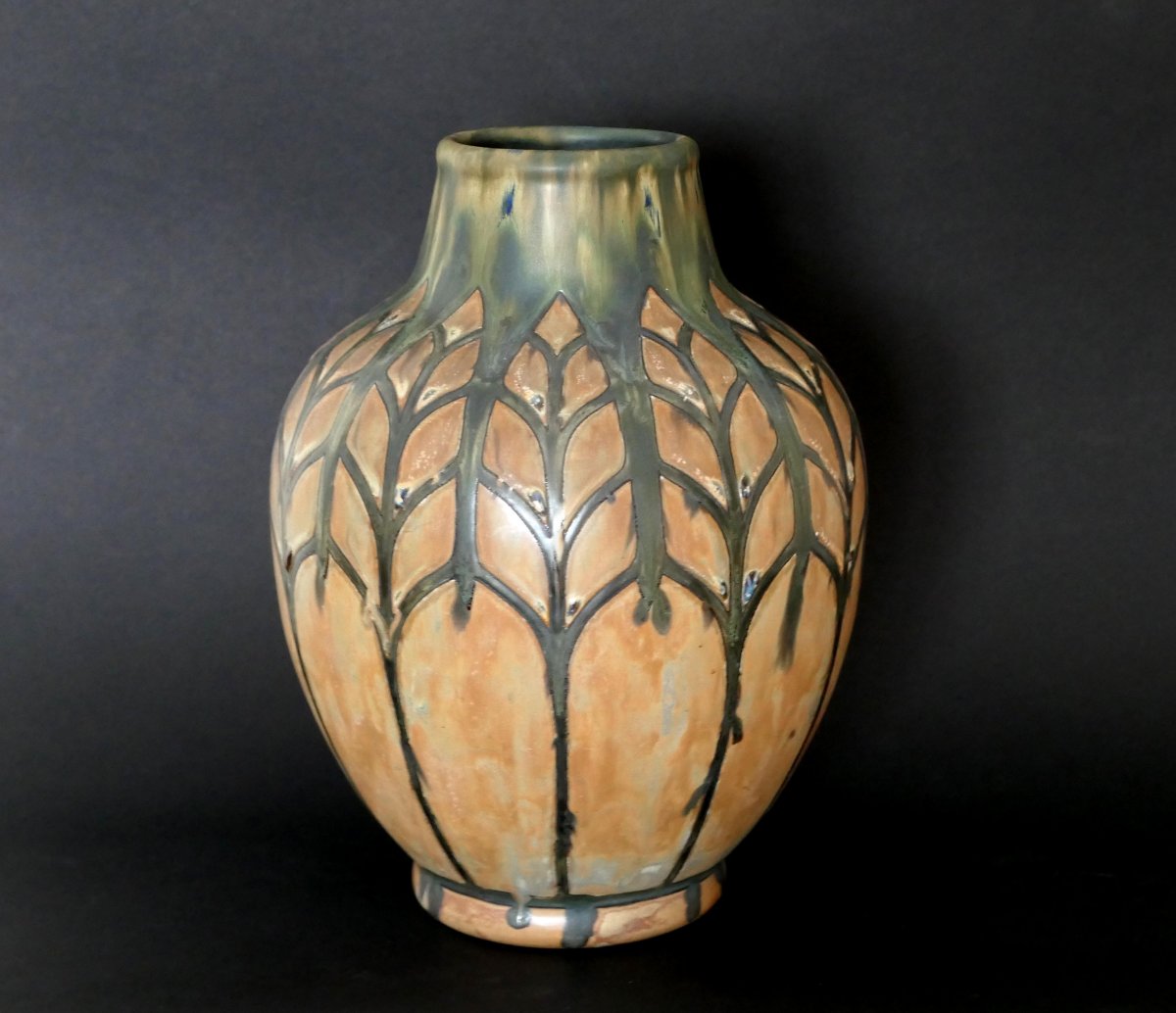 Vase En Grès - Charles Catteau - Décor Africaniste-photo-2