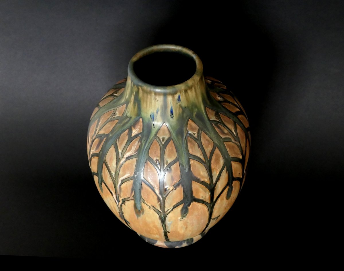 Vase En Grès - Charles Catteau - Décor Africaniste-photo-4