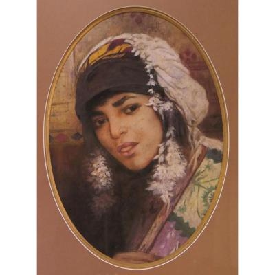 Pastel "portrait De Femme Berbère"