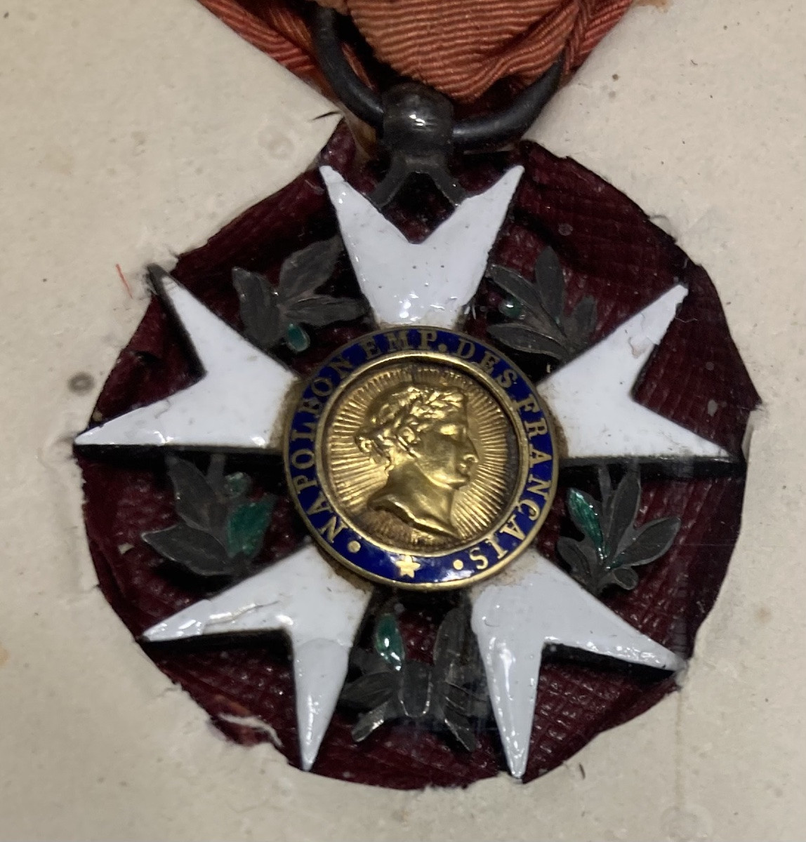 Set: Letter And Legion Of Honour Of The 1st Model Of The First Empire. Framed Under Glass.-photo-2