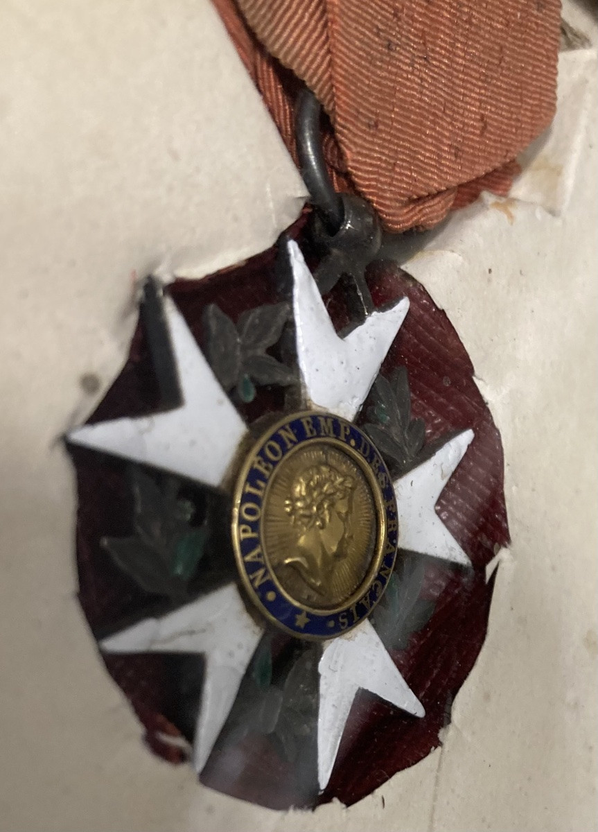 Set: Letter And Legion Of Honour Of The 1st Model Of The First Empire. Framed Under Glass.-photo-3