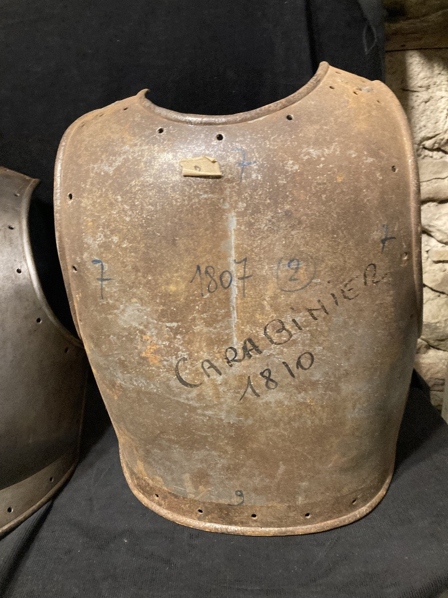 Cuirasse troupe plastron de cuirassier et dossière de carabinier . France . Premier Empire.-photo-1