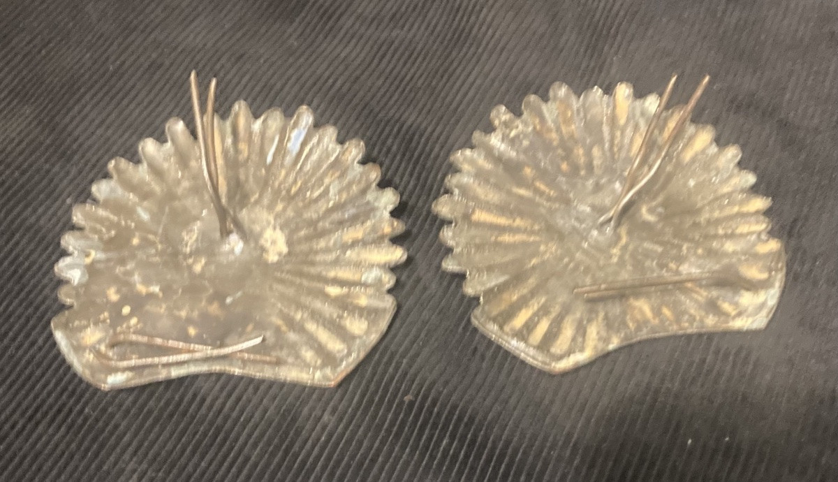 Paire de Rosaces de Jugulaires de Casque de Garde du Corps du ROI.  Début XIXéme France .-photo-2