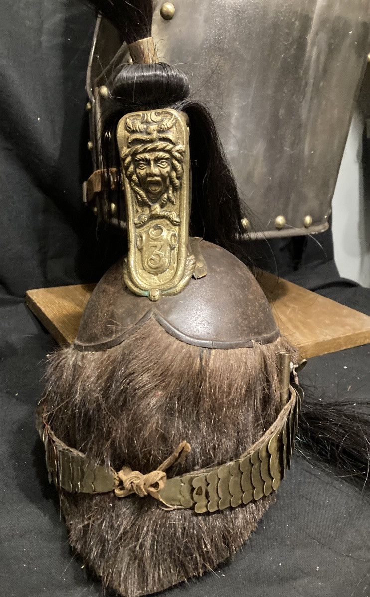 Casque troupe  du 3éme Cuirassier, vers 1810.-photo-1