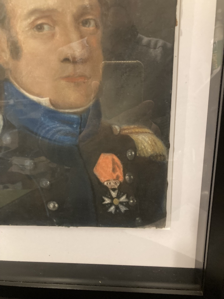 Pastel Of A Cavalry Officer "aide-de-camp". First Empire.-photo-2