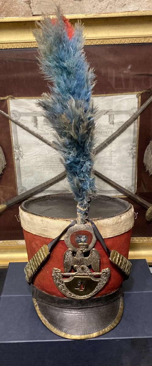 Shako de Trompette du 4éme  hussard .modéle 1810. Premier Empire.