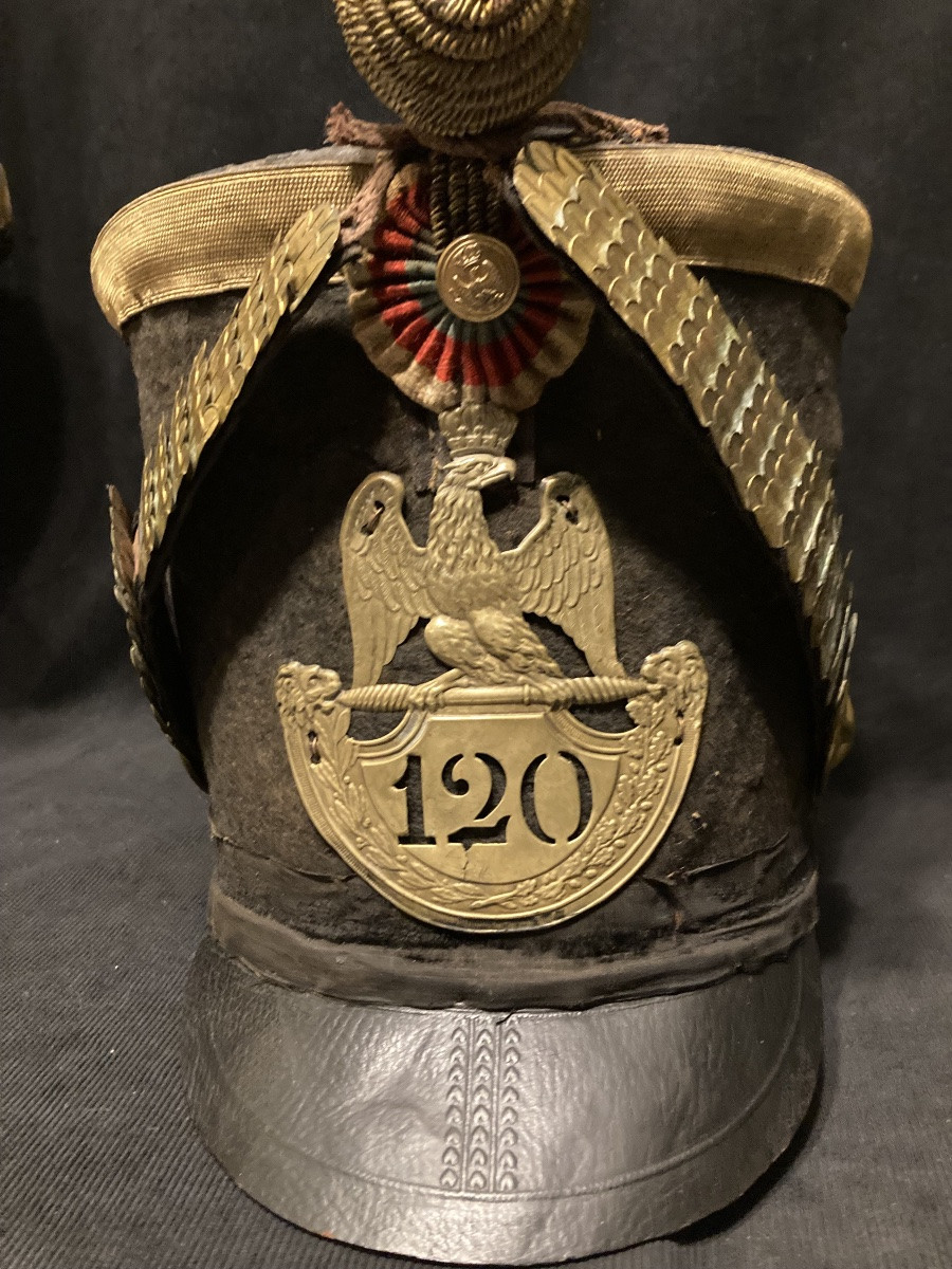 Shako d’officier du 120 éme Régiment d’Infanterie de ligne . Premier Empire.-photo-3