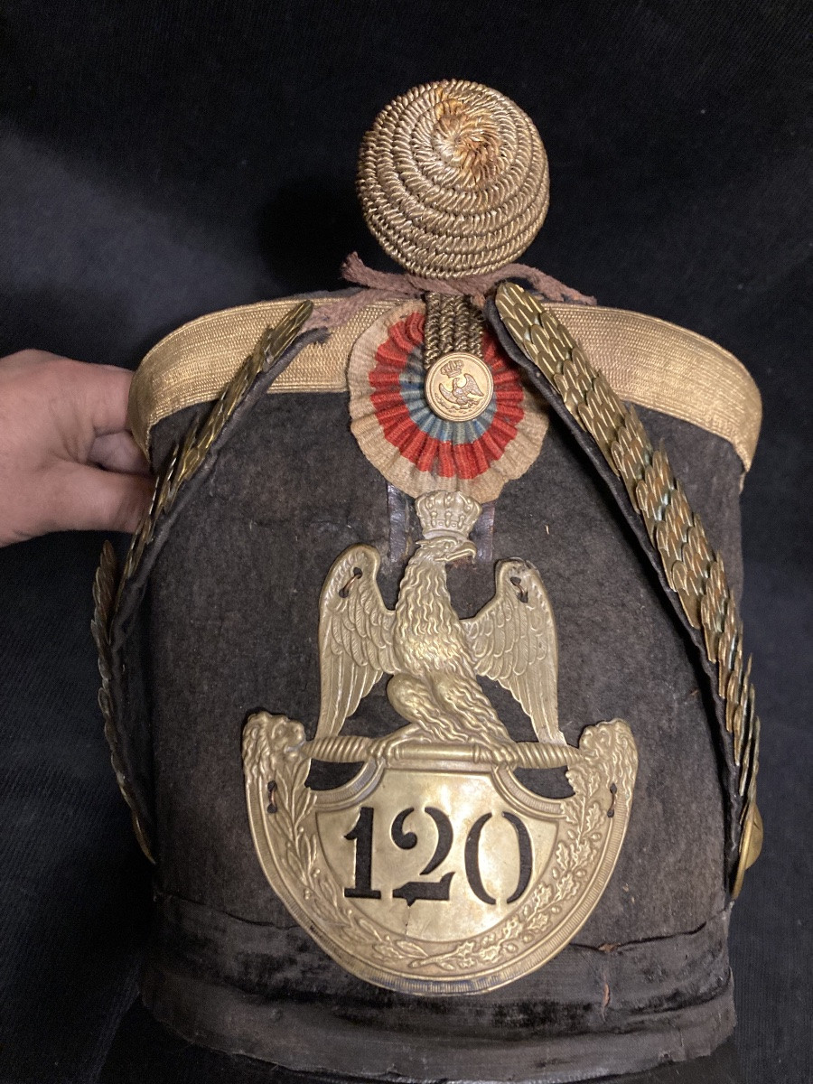 Shako d’officier du 120 éme Régiment d’Infanterie de ligne . Premier Empire.-photo-3