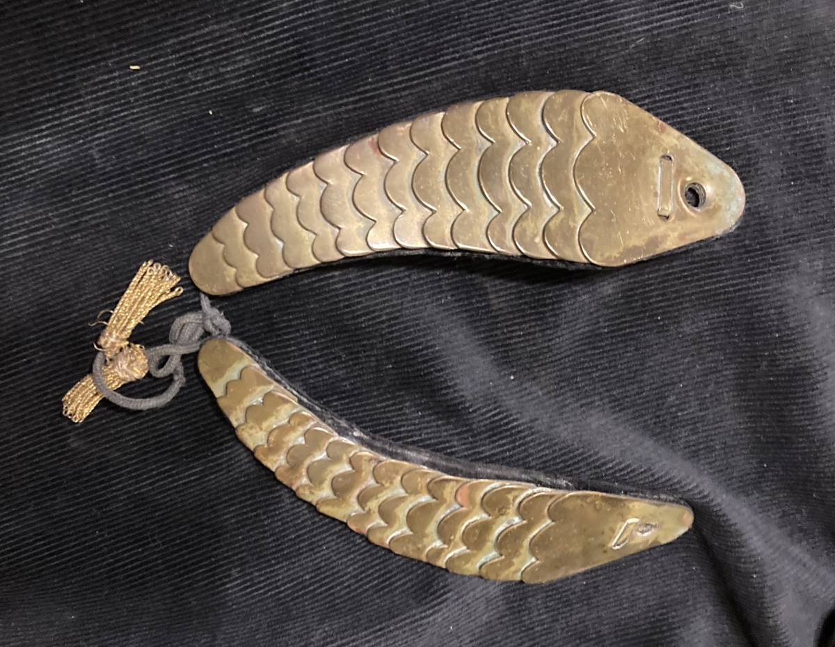 Paire de jugulaires d’officier de casque de cuirassier « COPIE ANCIENNE « type Premier Empire-photo-3