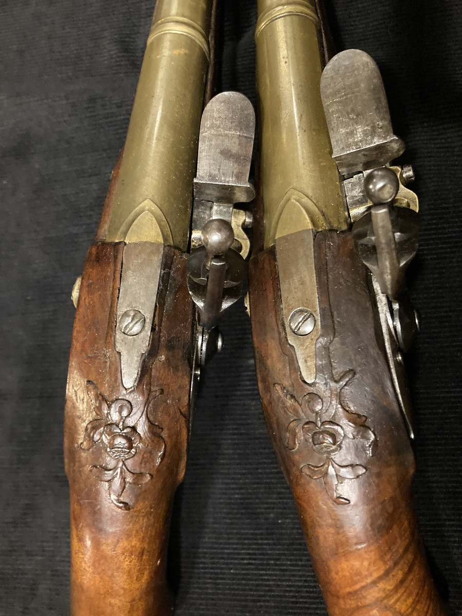 Paire de Pistolets d’Officier de Marine , fin XVIII / Révolution / Empire.. Ville de Séte.-photo-2