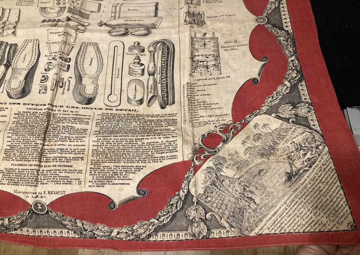 Mouchoir d’Instruction Militaire N’ 8 « Placement des effets pour les revues de détail dans la -photo-3