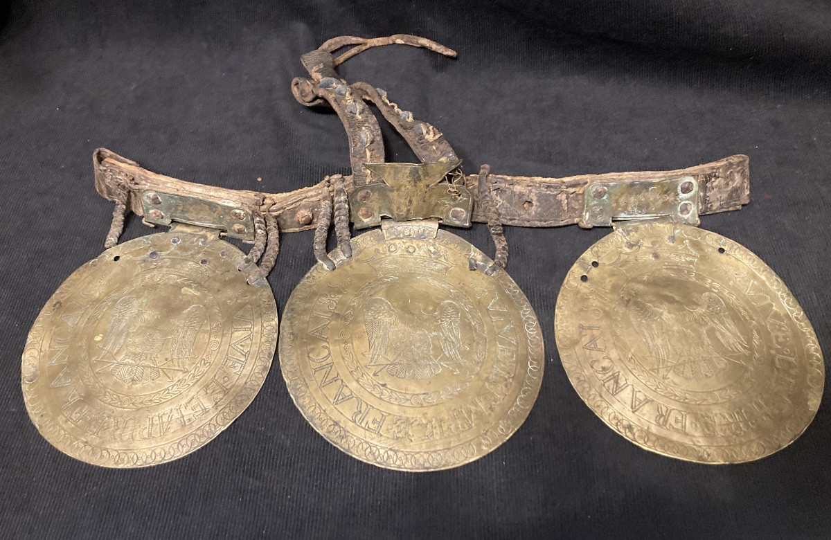 Ensemble de 3 plaques d’Harnachement de mulet de CANTINIÈRE du Premier  Empire.-photo-5