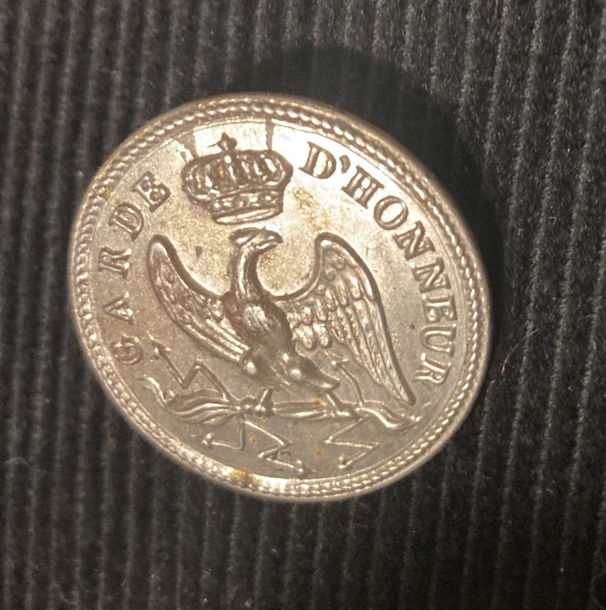 Bouton Gros Module de «  GARDE D’HONNEUR «  . En ARGENT . Premier Empire.-photo-2