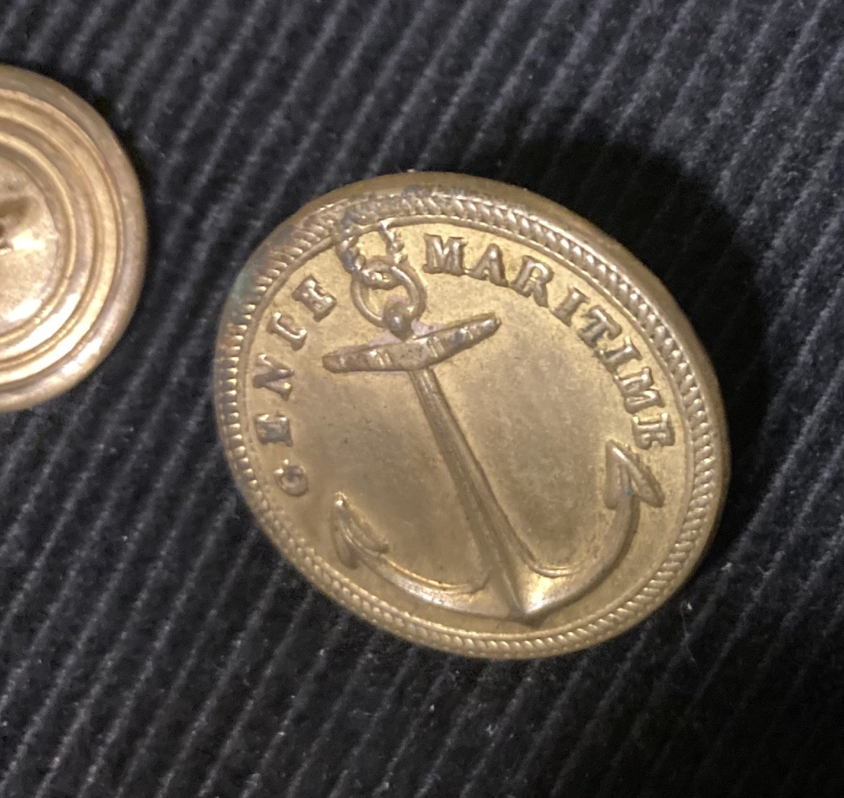 Bouton d’officier Supérieur du «  GÉNIE MARITIME » . Premier Empire . Belle dorure.Gros module.-photo-3