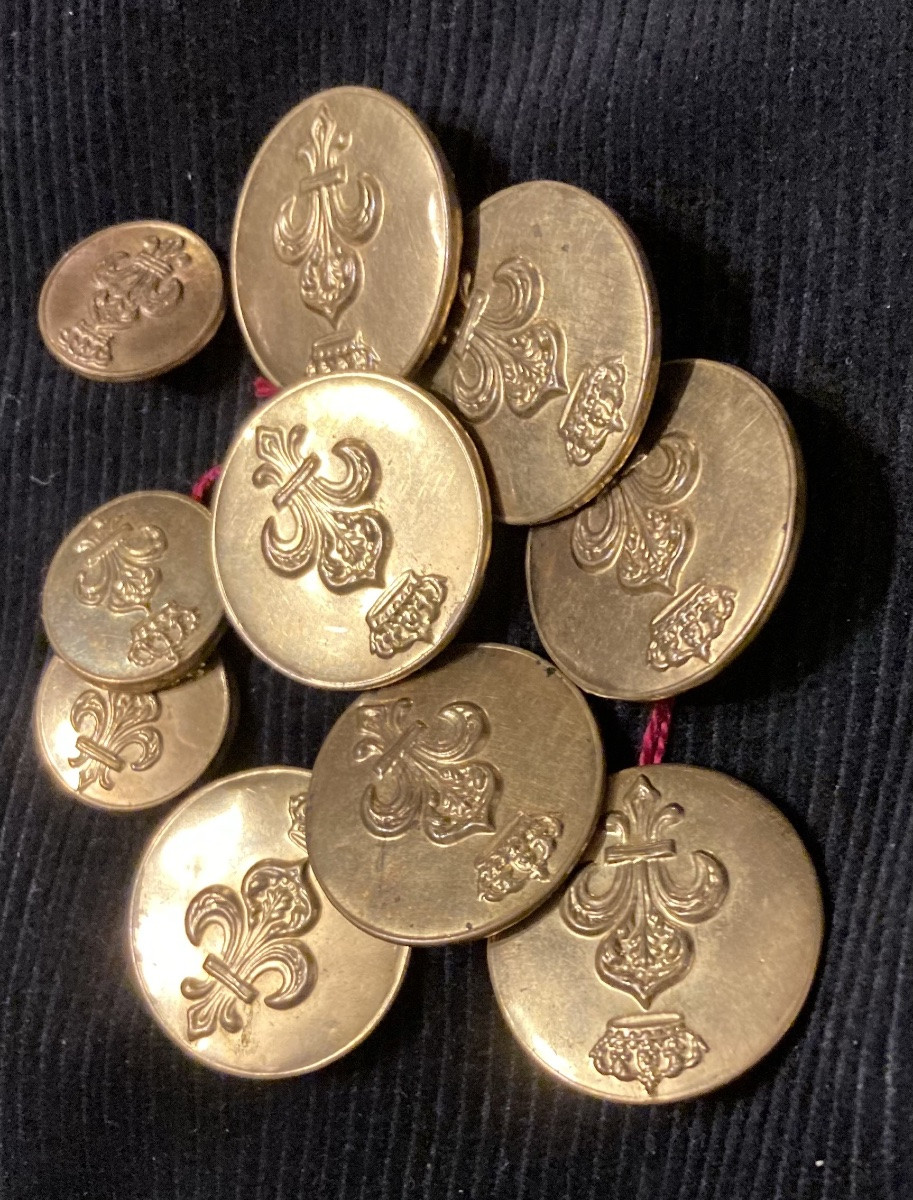 Set Of 10 1st Infantry Restoration Officer Buttons. With Lys Flower.-photo-3