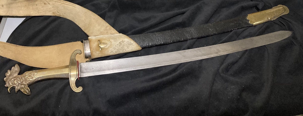 Sapper's Saber, Silvered Brass Guard With Rooster Head. Light Infantry. Em-photo-4