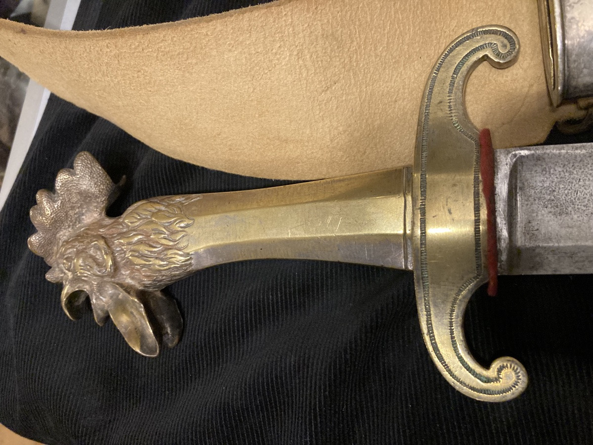 Sapper's Saber, Silvered Brass Guard With Rooster Head. Light Infantry. Em-photo-1