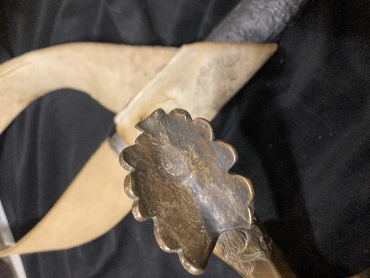 Sapper's Saber, Silvered Brass Guard With Rooster Head. Light Infantry. Em-photo-2