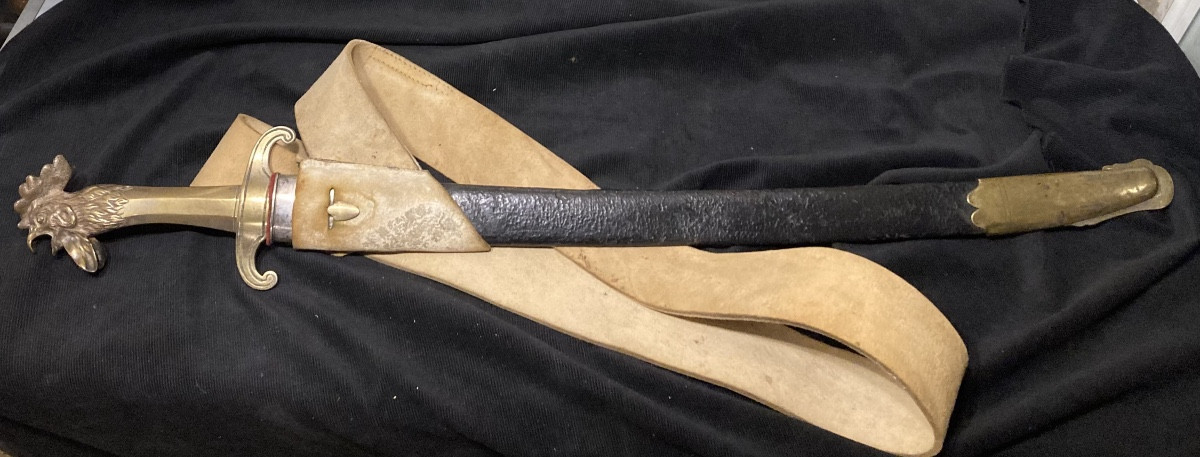 Sapper's Saber, Silvered Brass Guard With Rooster Head. Light Infantry. Em