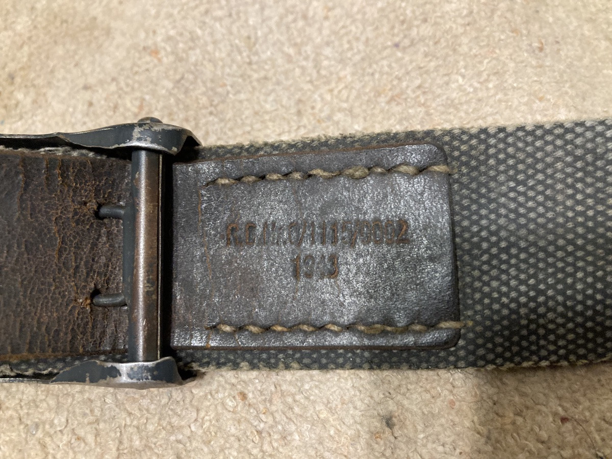 Ceinturon en WEB gris bleu . Marquage  « rbnr 1943 ». Rare équipement .-photo-5
