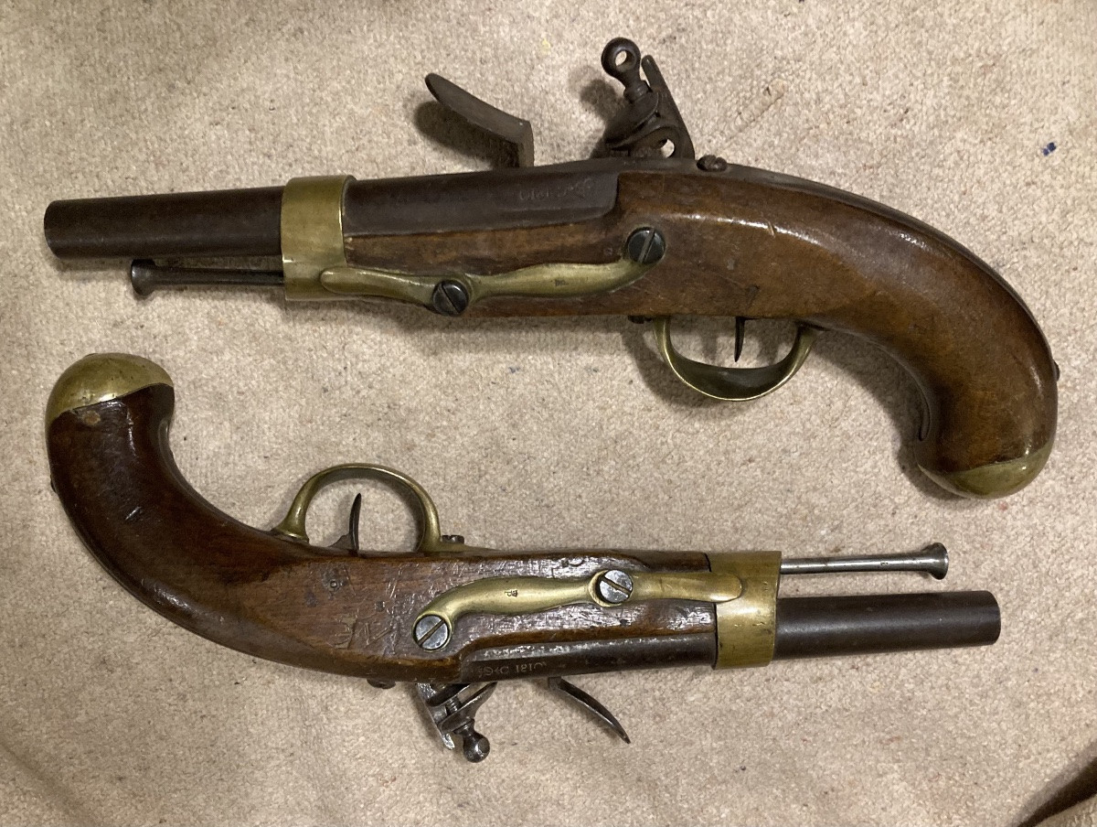 Pair Of Cavalry Pistols, Model An IX Modified An XIII. First Empire.-photo-4